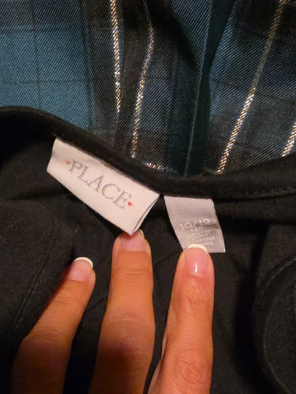 The Children's Place Black Sequin Bodice Blue Plaid Bow Dress